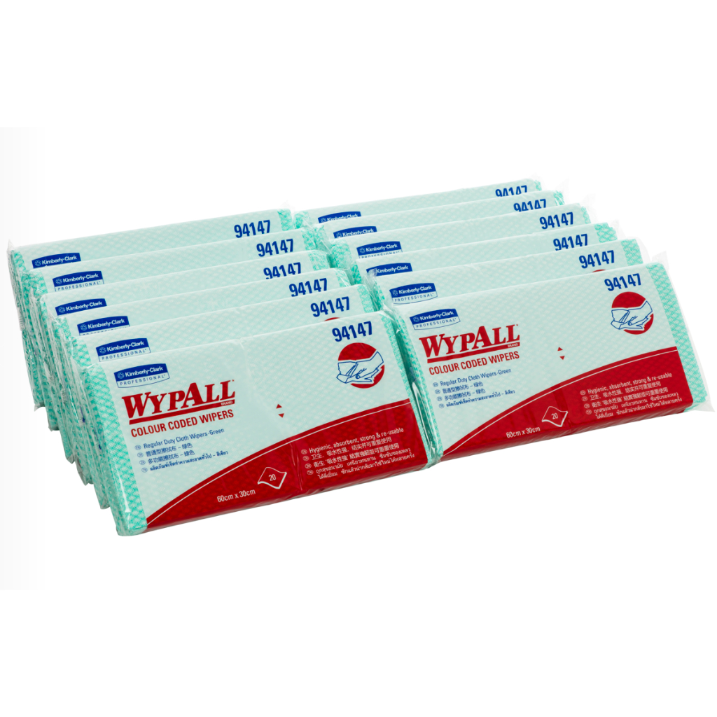 WYPALL แผ่นเช็ดทำความสะอาด ไวป์ออลล์ ฟูดเซอร์วิส ไวเปอร์ รหัสสินค้า 94147 สีเขียว สินค้าคิมเบอร์ลี่ย์-คล๊าค 12 ห่อ 20 แผ - รูปที่ 2
