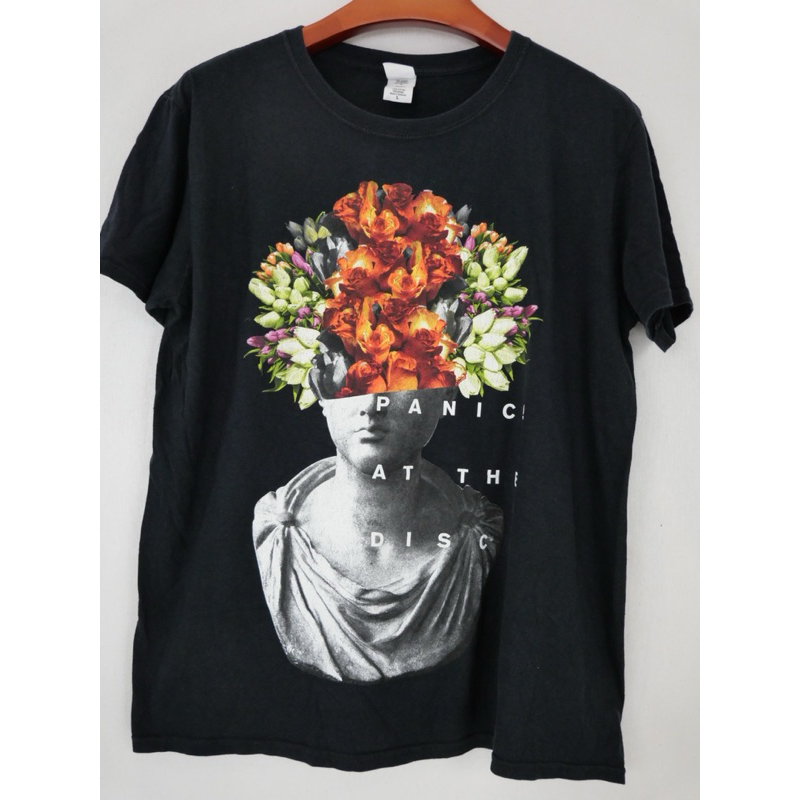 Panic at the Disco Concert shirt Black Face Flower Bouquet On Head