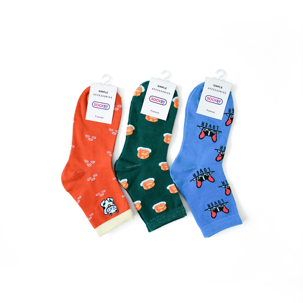 Socksy ถุงเท้าแฟชั่น รุ่น LKK-0001 คละสีสด (แพ็คสุดคุ้ม12คู่)