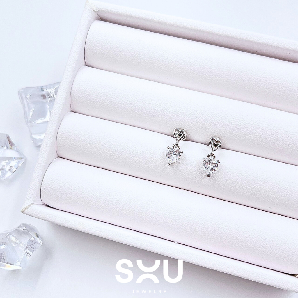 SOU.Soyou จิวหู ต่างหูมินิมอล ตุ้มหูเกาหลี ILUVHeart Clear White E2353