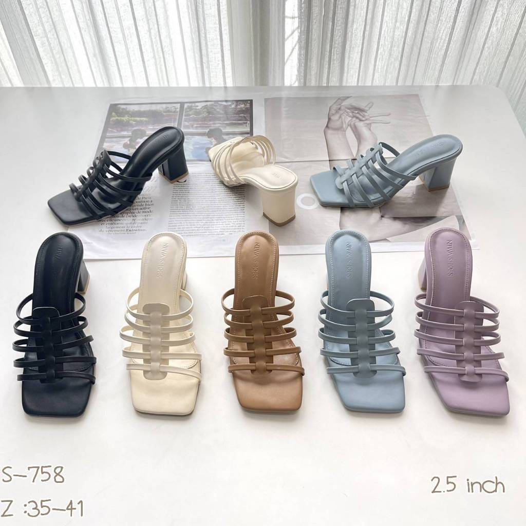 รองเท้าส้นสูง รองเท้าหน้าตาข่าย รองเท้าสีพาสเทล รหัสสินค้า S-758 Niwa Shoes