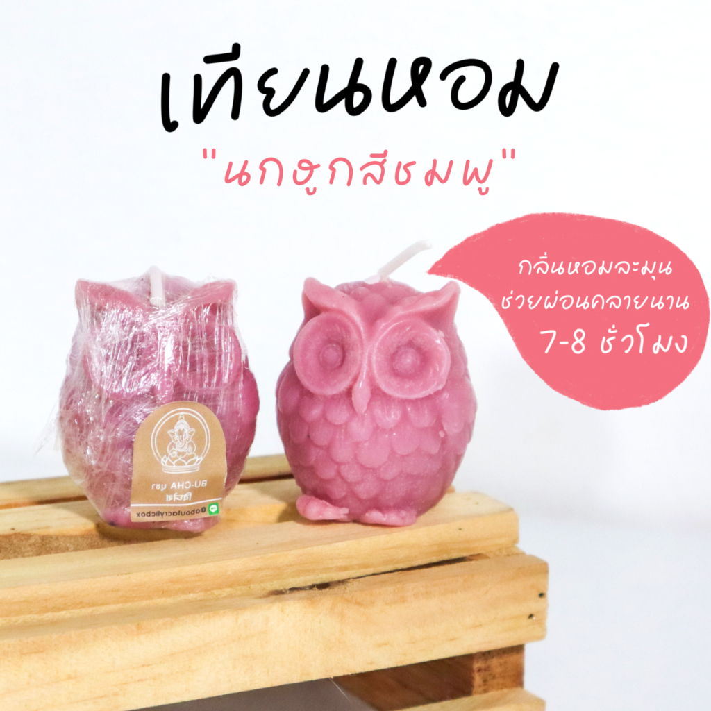 DT94-45 เทียนหอมลายนกฮูกสีชมพู R8-2