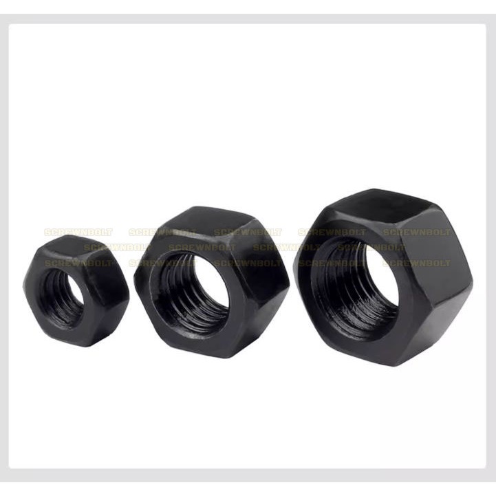 หัวน็อต ตัวเมีย หกเหลี่ยม เหล็กแข็ง 8.8 รมดำ เกลียวมิล หยาบ M20 – M36 / 8.8 Grade Hexagon Nut Black Oxide ราคา ถูกที่สุด ดีลบีเคเค แกลเลอรีภาพที่ 7