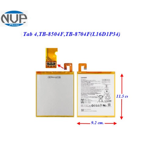แบตเตอรี่ Lenovo Tab 4,TB-8504F,TB-8704F(L16D1P34)     9.2x11.5 cm. 4850 mAh.