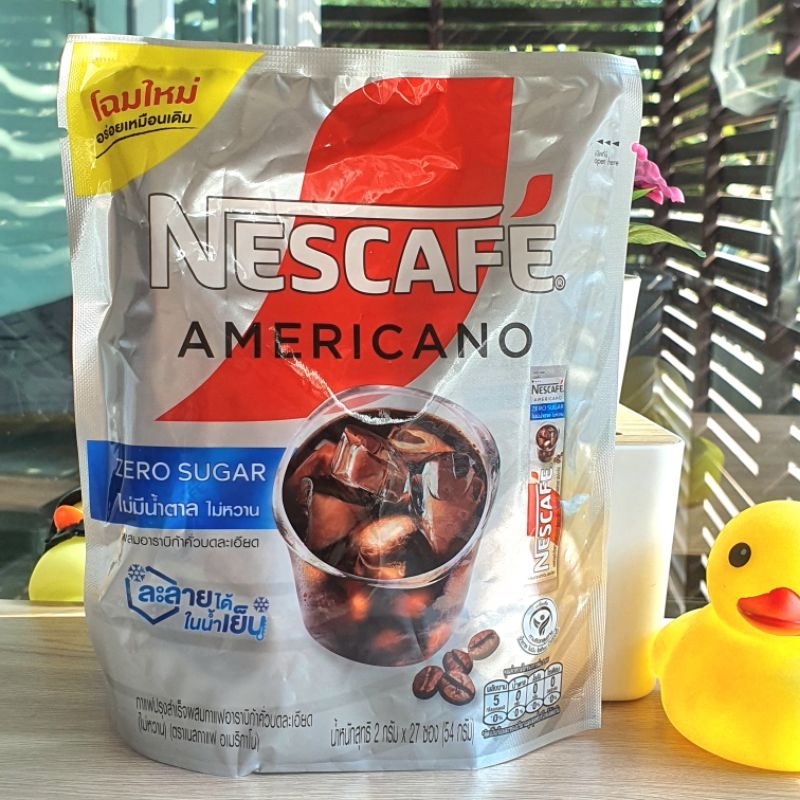 NESCAFE AMERICANO Zero Sugar เนสกาแฟ อเมริกาโน่ กาแฟปรุงสำเร็จ สูตรไม่มีน้ำตาลทราย 2 กรัม จำนวน 27 ซ