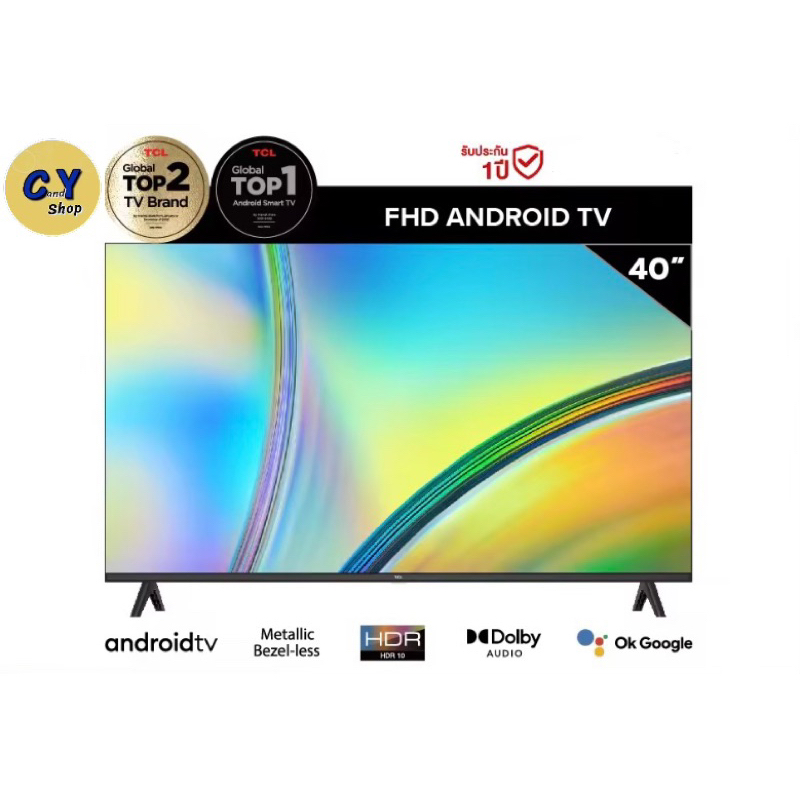TCL ทีวี 40 นิ้ว FHD 1080P Android 11.0 Smart TV รุ่น 40L5GA/Google/Netflix &amp;Youtube, Voice Search,HDR10,Dolby Audio