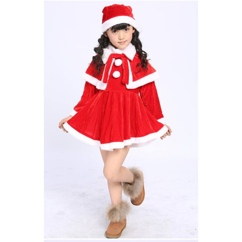 สินค้า2024(พร้อมส่งจากไทย) ชุดแซนตี้เด็กผ้ากำมะหยี่ มีผ้าคลุม (เดรส+ผ้าคลุมกำมะหยี่ทั้งชุด) มีแบบรวมถุงเท้าลายขาวแดง