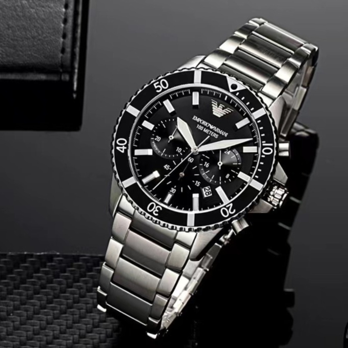 พร้อมสต็อกEmporio Armani ของแท้100% นาฬิกาข้อมือผู้ชาย รุ่น AR11360 Herren Chronograph Stainless Steel