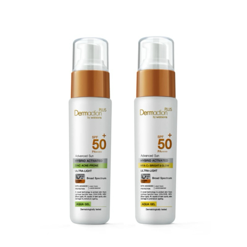 Dermaction Plus by Watsonsเดอร์มาแอคชันพลัสบายวัตสัน แอดวานซ์ ซัน ไฮบริด ไฮยา ซี พลัส  อะควา เจล SPF50+ PA+