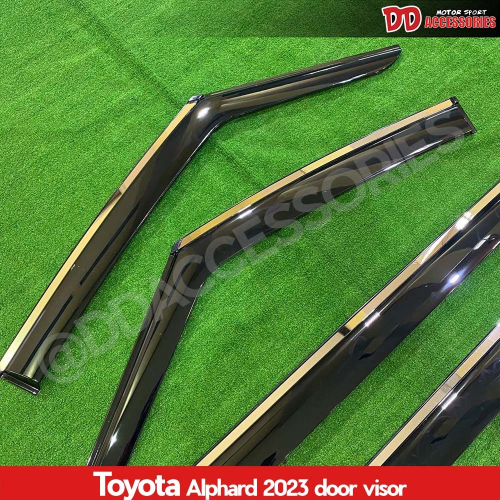 กันสาด Alphard Vellfire 40 2023 2024 2025 2026 4 ชิ้น สีดำ คู่หลังมีคิ้วโครเมี่ยม ลาย M สำหรับโฉมใหม่ล่าสุด
