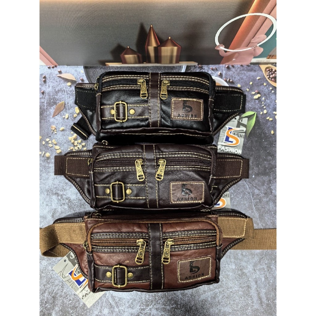 กระเป๋าคาดเอวคาดอกใบกลางรุ่นหนังนุ่ม คุณภาพดี