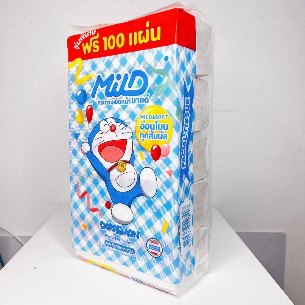 [เซท 3 แพค] Mild มายด์ โดเรม่อน กระดาษทิชชู่เช็ดหน้า บรรจุห่อละ 170 แผ่น หนา 2 ชั้น แพคละ 5 ห่อ - รูปที่ 6