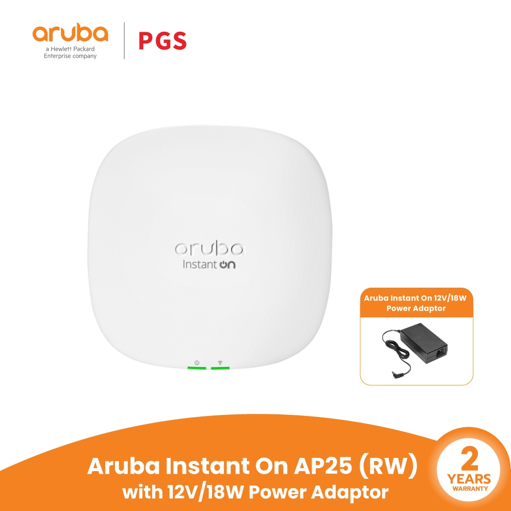 Aruba Instant On (อุปกรณ์กระจายสัญญาณ) รุ่น Instant On AP25 with 12V/18W Power Adaptor Bundle Adapte