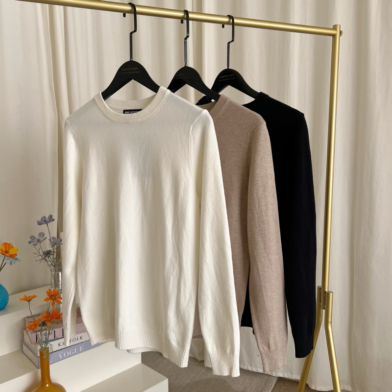 KINS | เสื้อแขนยาวไหมพรม คอกลม เสื้อกันหนาว ของขวัญวาเลนไทน์ เสื้อคู่ (รหัส : KN98)