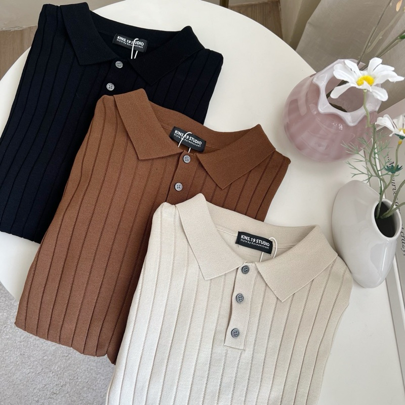 KINS | เสื้อโปโลคอปก โปโลแขนสั้น โปโลสีพื้น ของขวัญให้แฟน ของขวัญวาเลนไทน์ (KN101) รูปที่ 5