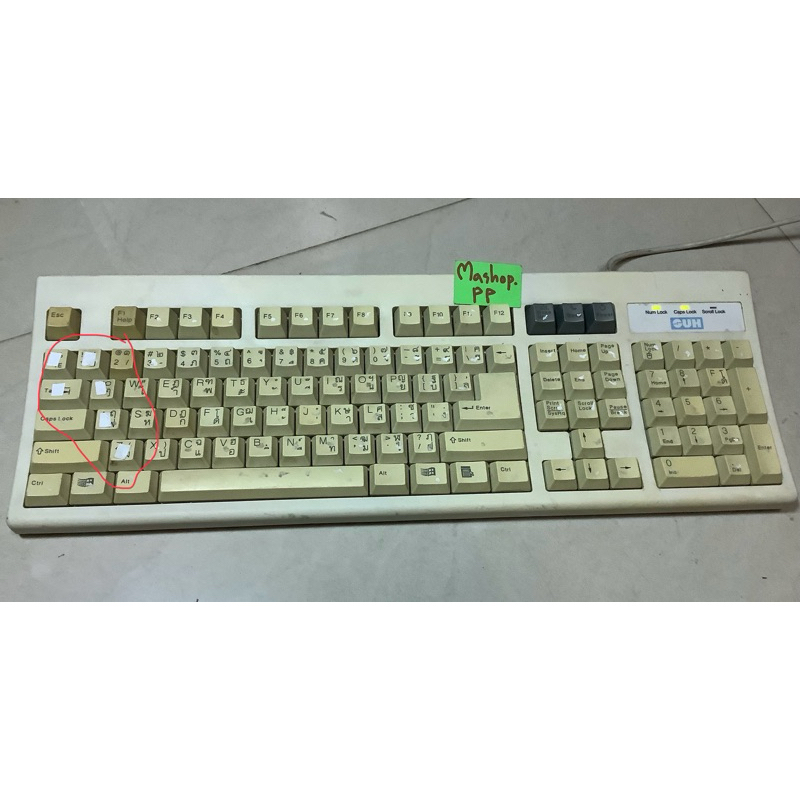 มือสอง คีย์บร์อด PS2 SUH ตำหนิตรงที่มีบางปุ่มที่กดไม่ติด คือ~1,Q,A,Z-4ปุ่มที่มีปัญหา)  model-107DYW2