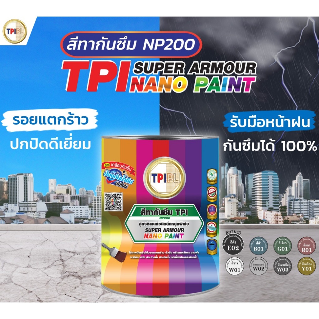 สีนาโน ซูเปอร์ อาร์เมอร์ ทีพีไอ สีทากันซึม ทาบ่อปลา ขนาด 1 แกลอน ทาได้ 30 - 35 ตรม. TPI Super Armour