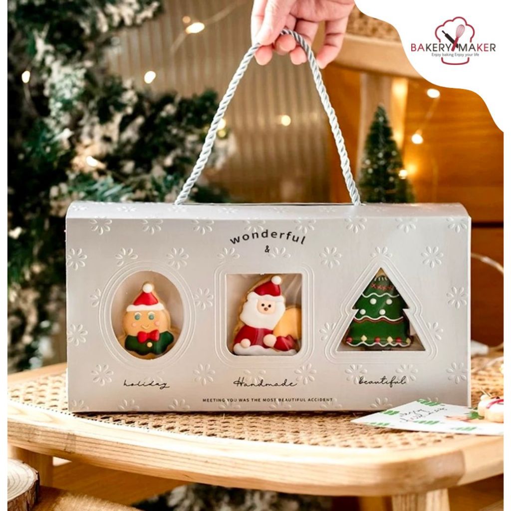 กล่องกระดาษ Wonderful 2 ชั้น หูหิ้ว 1 ชุด (ไม่รวมกระปุก&ขนม) คริสต์มาส Christmas ปีใหม่