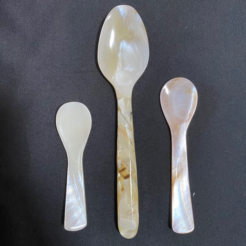 ช้อนเปลือกหอยมุกธรรมชาติ SPOON สำหรับมาส์ก&คาเวียร์&ช้อนขนมหวาน 7-16cm