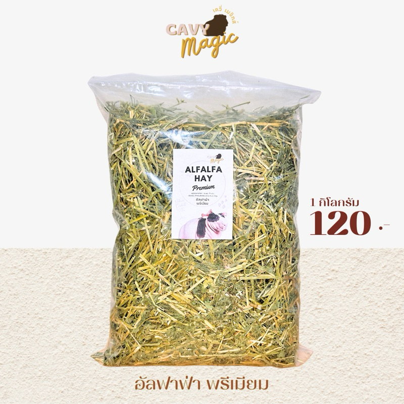 NEW หญ้ากระต่าย แกสบี้ หญ้าอัลฟาฟ่าพรีเมียม 1 กิโล(ร่อนฝุ่น)