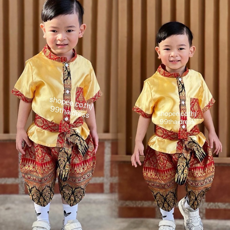 ชุดไทยเด็กชาย พี่หมื่นคอจีนผ้ามัน
