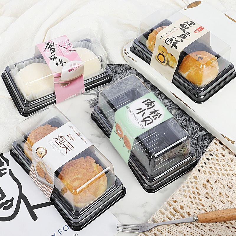 กล่องขนมเปี๊ยะ 2 ช่อง ช่องกว้าง 6cm แพคละ 25 ชุด กล่องขนมโมจิ กล่องขนมไดฟุกุ