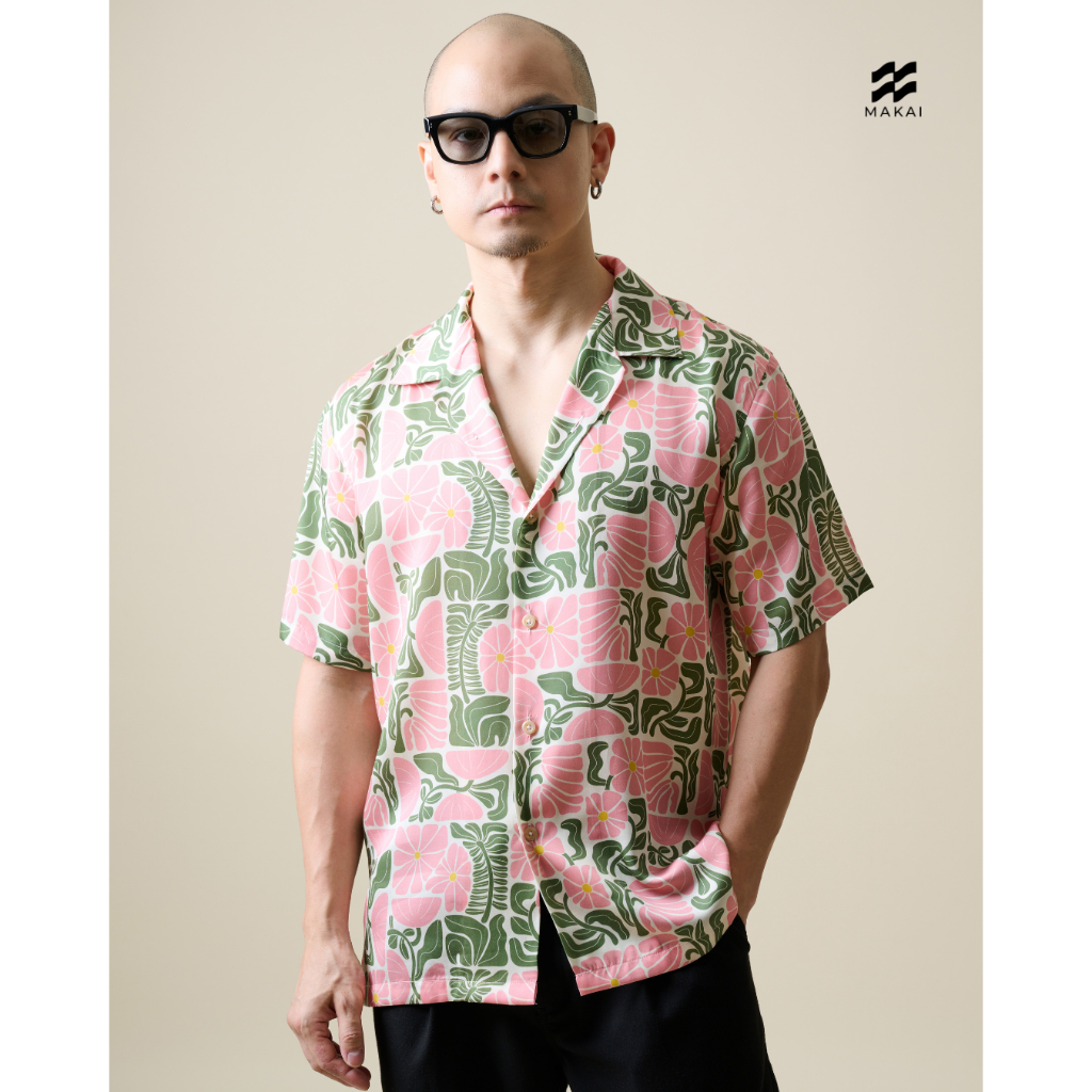 MAKAI เสื้อเชิ้ต เสื้อฮาวาย ผ้าไลโอเซลล์ ลาย Côte d'Azur Hawaiian Shirt