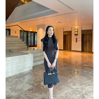 LITAS : YURIN DRESS เดรสคอปีน เเขนล้ำ เดรสทำงาน เดรสเรียบหรู