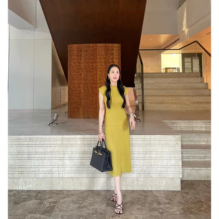 LITAS : YURIN DRESS เดรสคอปีน เเขนล้ำ เดรสทำงาน เดรสเรียบหรู