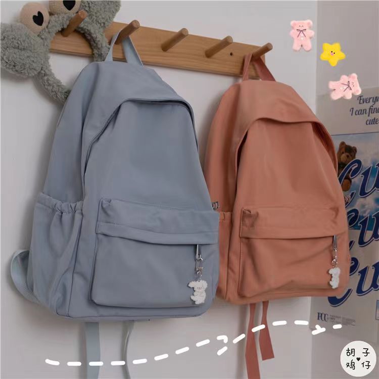 Japanese Ins Style Solid Color Schoolbag Female Korean Version College Students Backpack High School Large Capacity