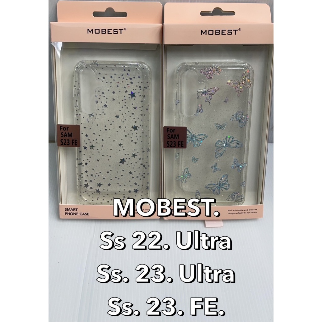 Mobest เคสใสกลิตเตอร์ ลายผีเสื้อ ลายดาว สำหรับรุ่น Samsung S22Ultra S23Ultra S23FE S24 S24Plus S24Ultra