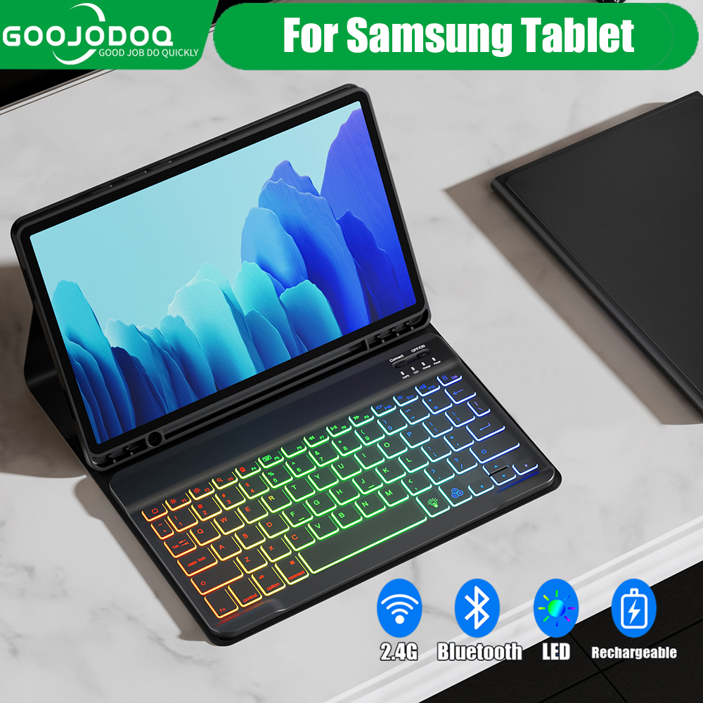 GOOJODOQ Tablet Case For Samsung Galaxy Tab A8 A9+ Case Keyboard For Samsung Tab Case Rainbow Blueto