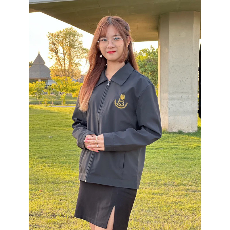 เสื้อแจ็คเก็ต พสน 390 ปักหน้าหลัง สีดำ