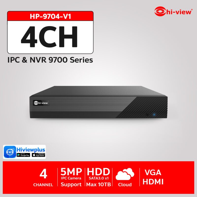 Hi-View HP-9704-V1 เครื่องบันทึก NVR 4Ch H.265+ Support 5MP / Audio