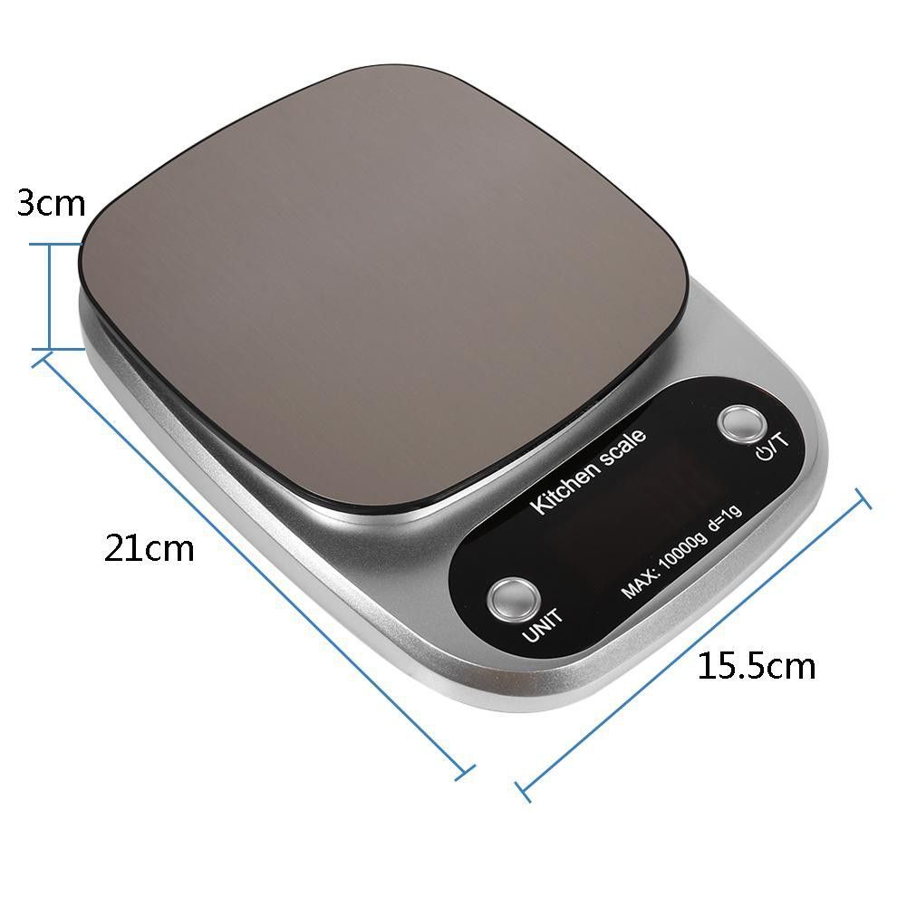 เครื่องชั่ง ดิจิตอล 10kg/0.1g แป้นสแตนเลส ชั่งอาหาร กาแฟ ถ่านAAA อุปกรณ์เบเกอรี่ - รูปที่ 2
