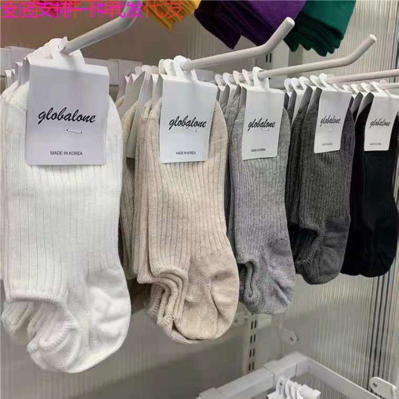 ถุงเท้าสีพื้นข้อสั้น สไตล์เกาหลี ผ้า cotton นิ่ม ช่วยซับเหงื่อกันอับเท้า #PE20