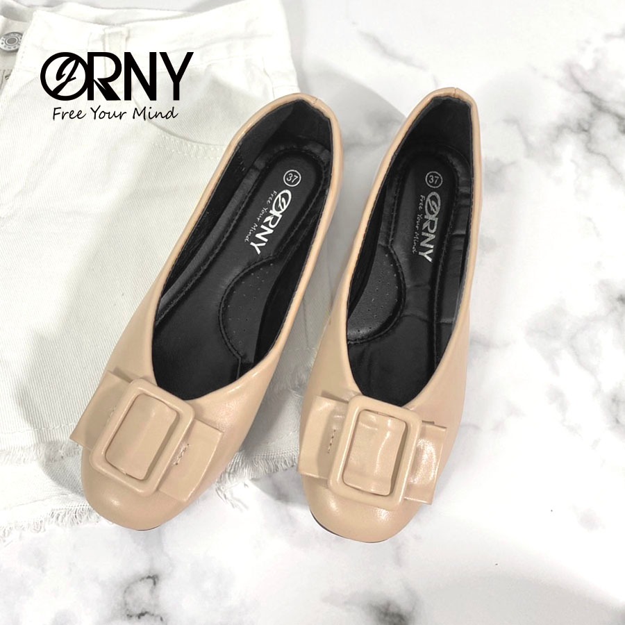 ORNY(ออร์นี่) ® OY1230 🌻 รองเท้าคัชชูส้นแบน หัวตัดแต่งอะไหล่ 🌻 - รูปที่ 5