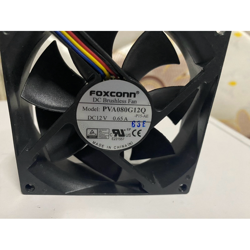 พัดลม 80mm ยี่ห้อ FOXCONN รุ่น PVA080G12Q DC12V 0.65A หัว 4 pin