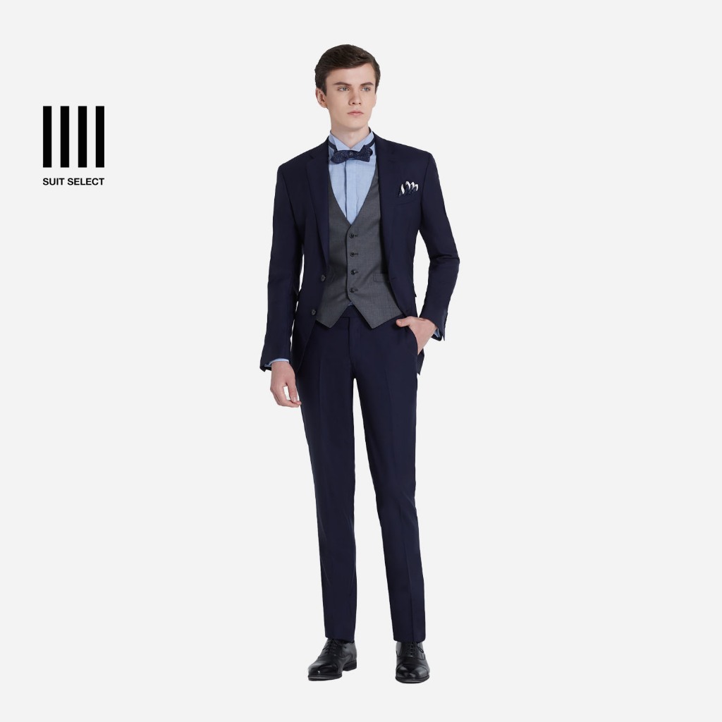 SUIT SELECT Super 120'S Suit (Navy) สูทผู้ชาย ชุดสูทสีน้ำเงิน ชุดสูทผ้าวูล ชุดสูททรงสลิม