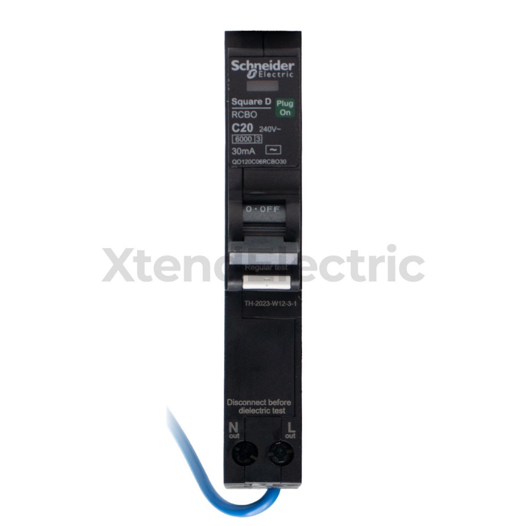 เซอร์กิตเบรกเกอร์ กันไฟดูด/ไฟรั่ว 20 แอมป์ 1 โพล 6kA 30mA SCHNEIDER QO120C06RCBO30