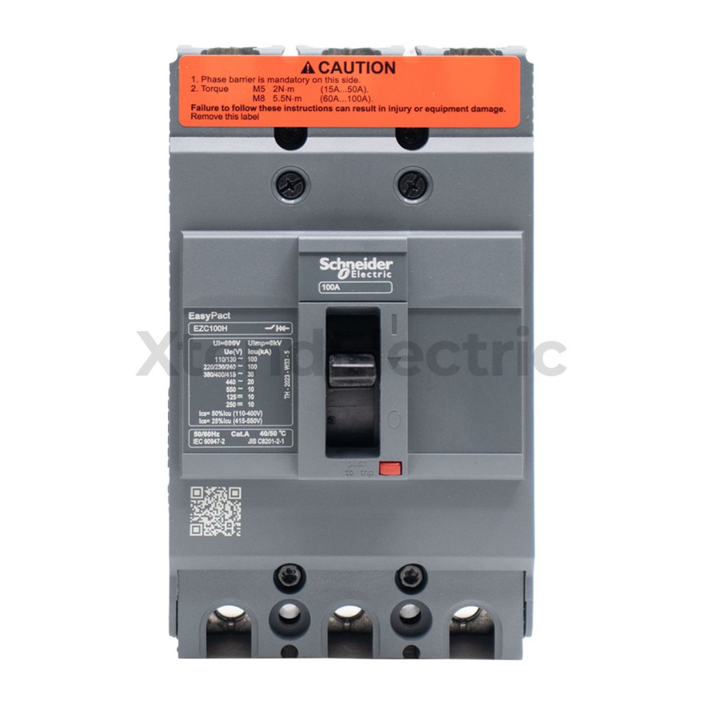 เบรกเกอร์ 100 แอมป์ 3 โพล 30kA EasyPact SCHNEIDER EZC100H3100