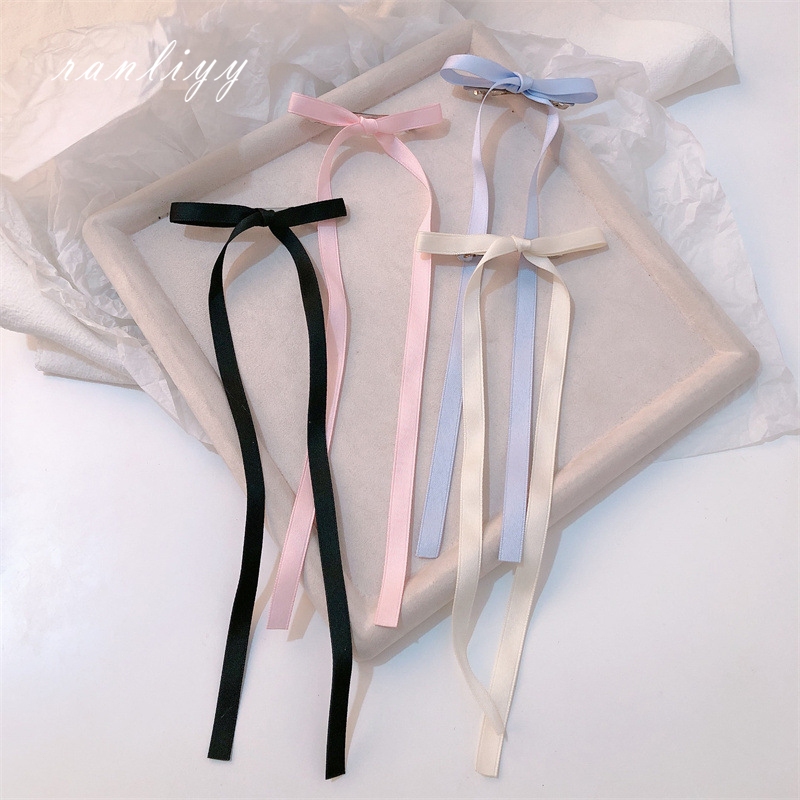 ส่งเร็ว กิ๊บติดผมริบบิ้นโบว์สีขาวนิ่มเกาหลีแฟชั่นหางม้าเรียบง่ายเครื่องประดับผมนักเรียนสำหรับผู้หญิง-Ranliyy
