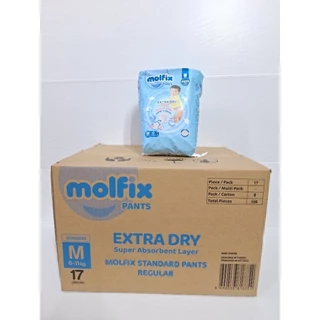 Molfix Extradry โมลฟิกซ์ ยกลัง8ห่อ โมลฟิกซ์ แพมเพิสแบบกางเกง -ห่อสีฟ้า Molfix
