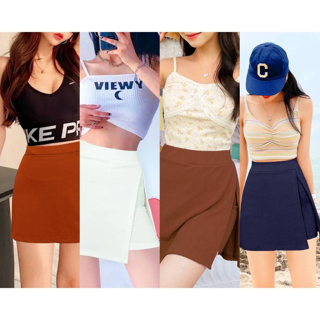 กางเกงกระโปรง เนื้อผ้าวูลเวฟ ใส่สบาย ผ้ายืด เอวยางยืด มีกางเกงซับอยู่ด้านใน มี size เยอะ สีให้เลือกเยอะ