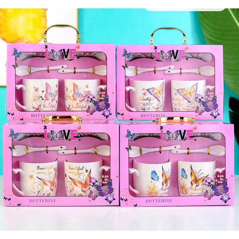แก้วกาแฟ+จานรอง+ช้อน กล่องกล่อง