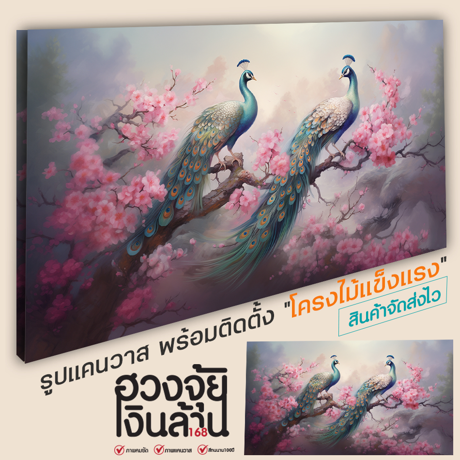 นกยุงคู่ นกยุงมงคล ภาพแคนวาส ของขวัญปีใหม่ ของขวัญขึ้นบ้านใหม่ สําหรับตกแต่งบ้าน ห้องนั่งเล่น รูปแต่งห้อง พร้อมส่งในไทย