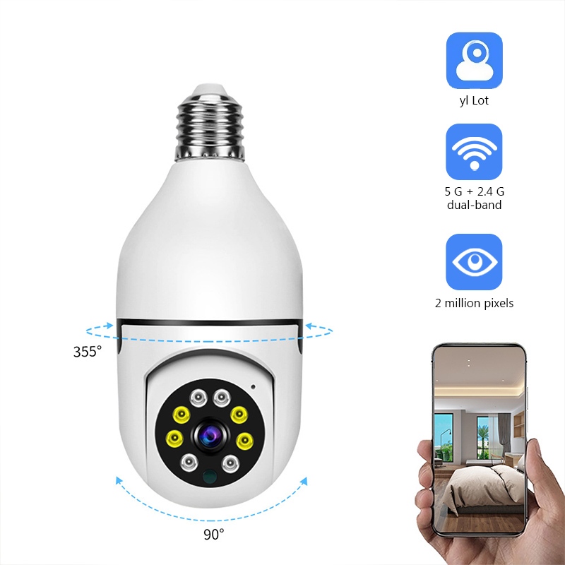 (YIIOT app)กล้องหลอดไฟ E27 ip camera cctv ไร้สาย ดูผ่านมือถือ กล้องวงจรปิด 360 องศา 2ล้านพิกเซล wifi full HDกล้องอินฟาเร
