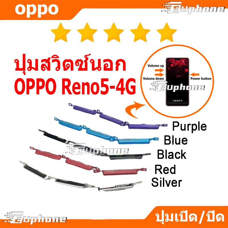 ปุ่มกดสวิทช์ด้านนอก OPPO Reno5(4G) ปุ่มเปิดปิด ปรับระดับเสียงขึ้นลง ปุ่มลดเสียง ปุ่มเพิ่มเสียง ON OFF+VOLUME BUTTON