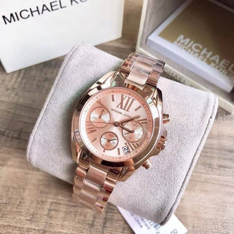 (ผ่อน0%) นาฬิกาสแตนเลส สีโรสโกลด์ Michael Kors Bradshaw Chronograph Rose หน้าปัดกลม 35 มม. MK5799 ปร