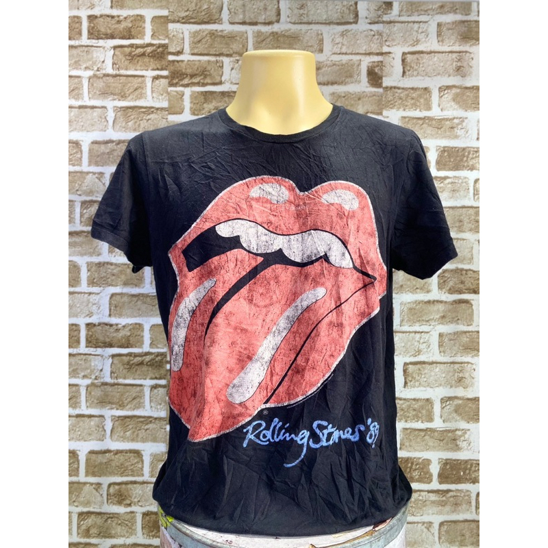 เสื้อวง The Rolling Stones Shirt Short Sleeve Crew Neck Black Concert Shirt Band Tee L